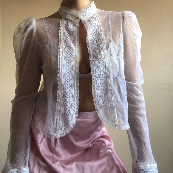 Vintage Tops - vintage victorian romantic sheer lace cover-up